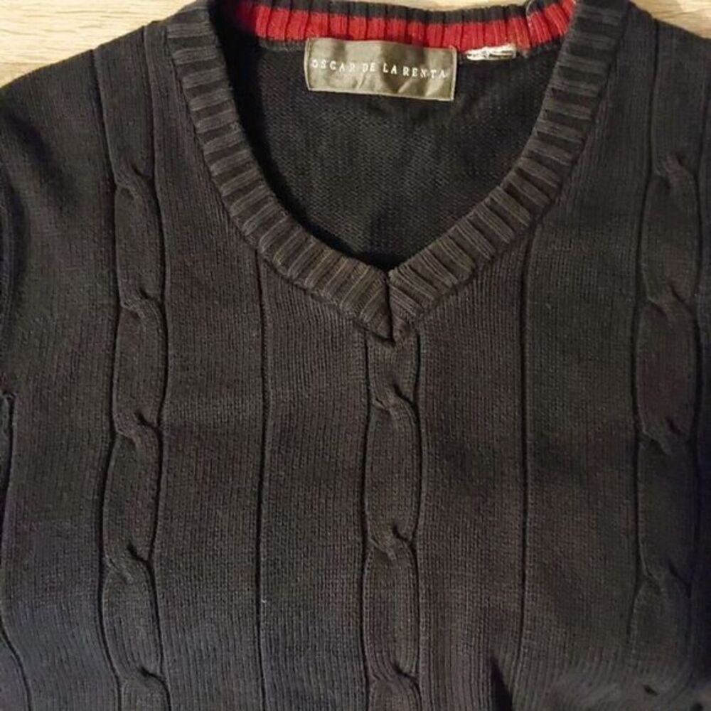 Oscar De La Renta Mens Blue 100% Cotton Cable Knit Pullover Sweater Vest Size L